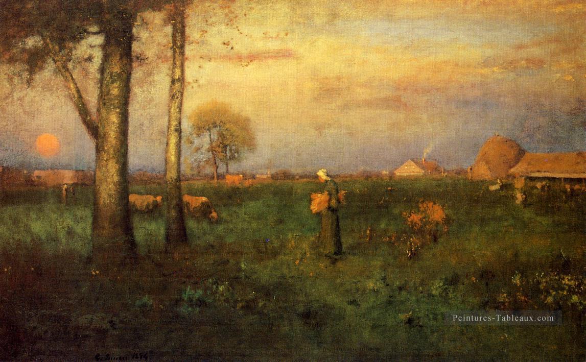 Sundown paysage Tonaliste George Inness Peintures à l'huile